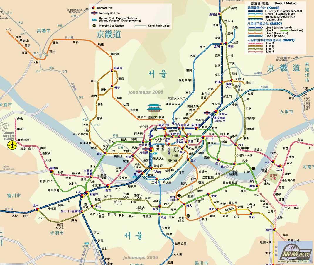 首尔地铁线路图图片素材-编号06208621-图行天下